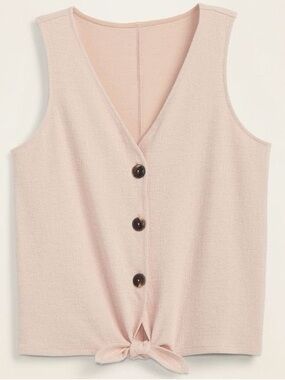 Old Navy Women's Button-Down Textured Tie Front Top Light Pink